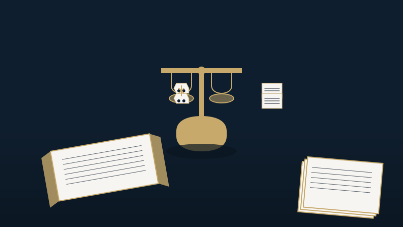 교통사고 과실 비율 산정 쟁점을 나타낸 법률 균형 저울 일러스트