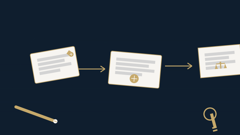임금체불 3단계 대응 절차를 나타낸 흐름도 일러스트